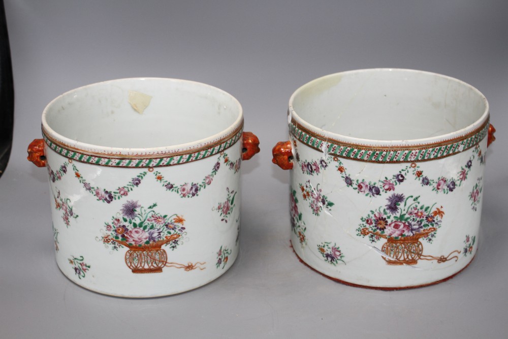 A pair of Qianlong famille rose jardinieres
